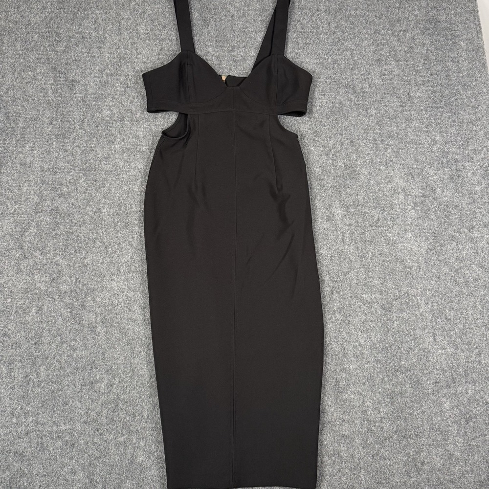 Gianni Bini NWT Womens Size 4 Black Cutout Midi Dress Pencil Exposed Back Zipper